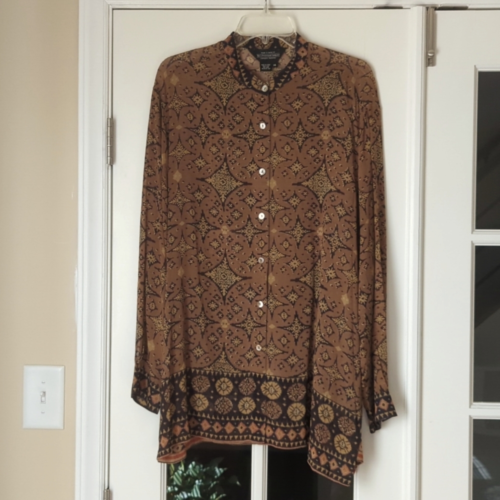 Nearly New J. Peterman Tunic Blouse Shirt Size 14